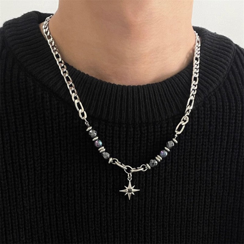 Edgy Black Bead Star Necklace