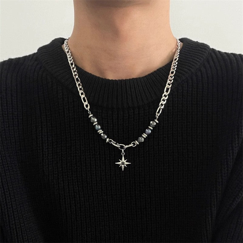 Edgy Black Bead Star Necklace