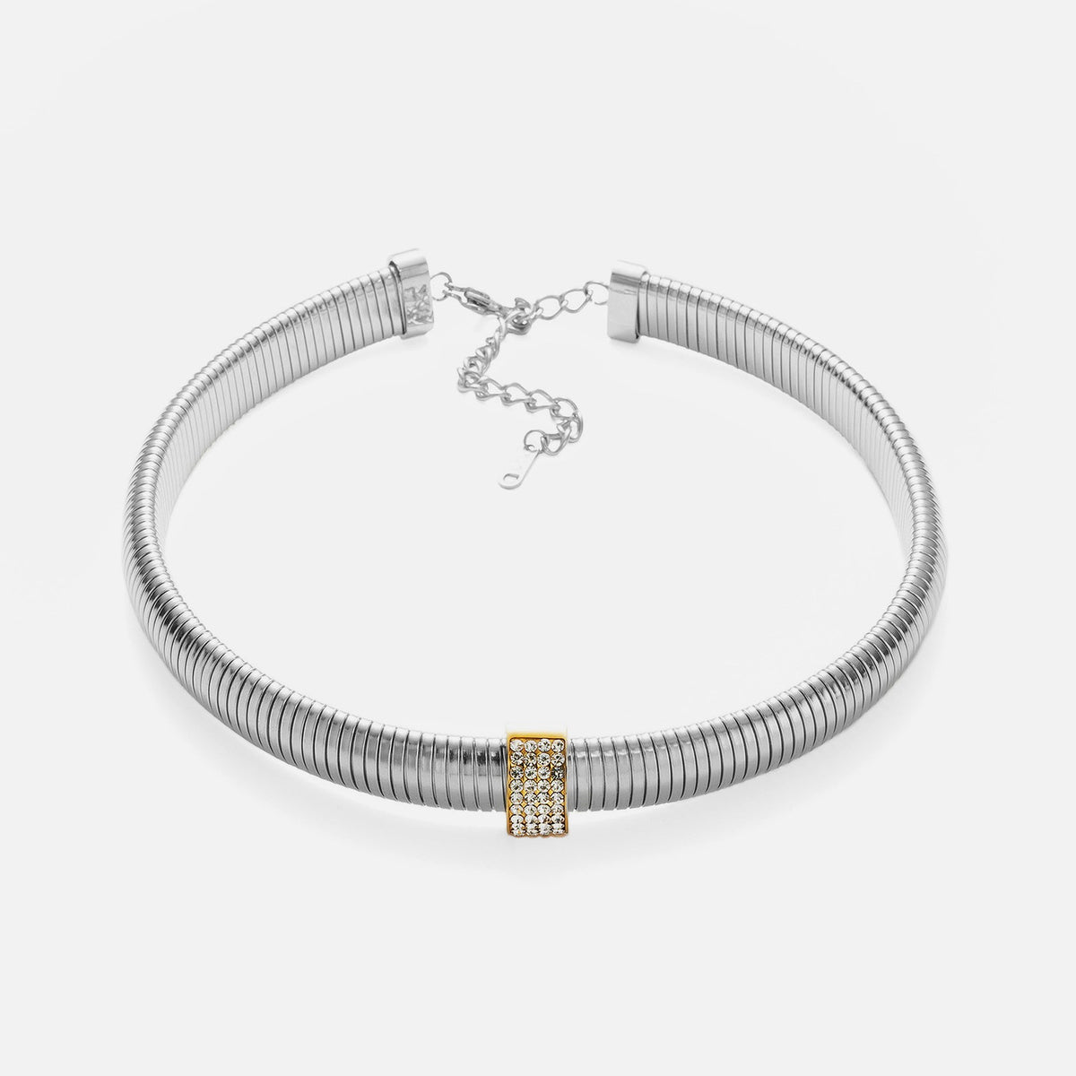 Classy Pavé Rhinestone Coil Choker Necklace