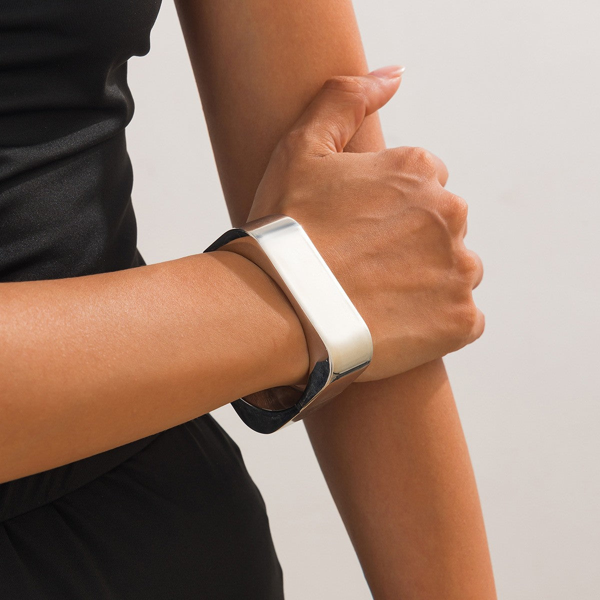 Classy Geometric Hinged Cuff Bracelet