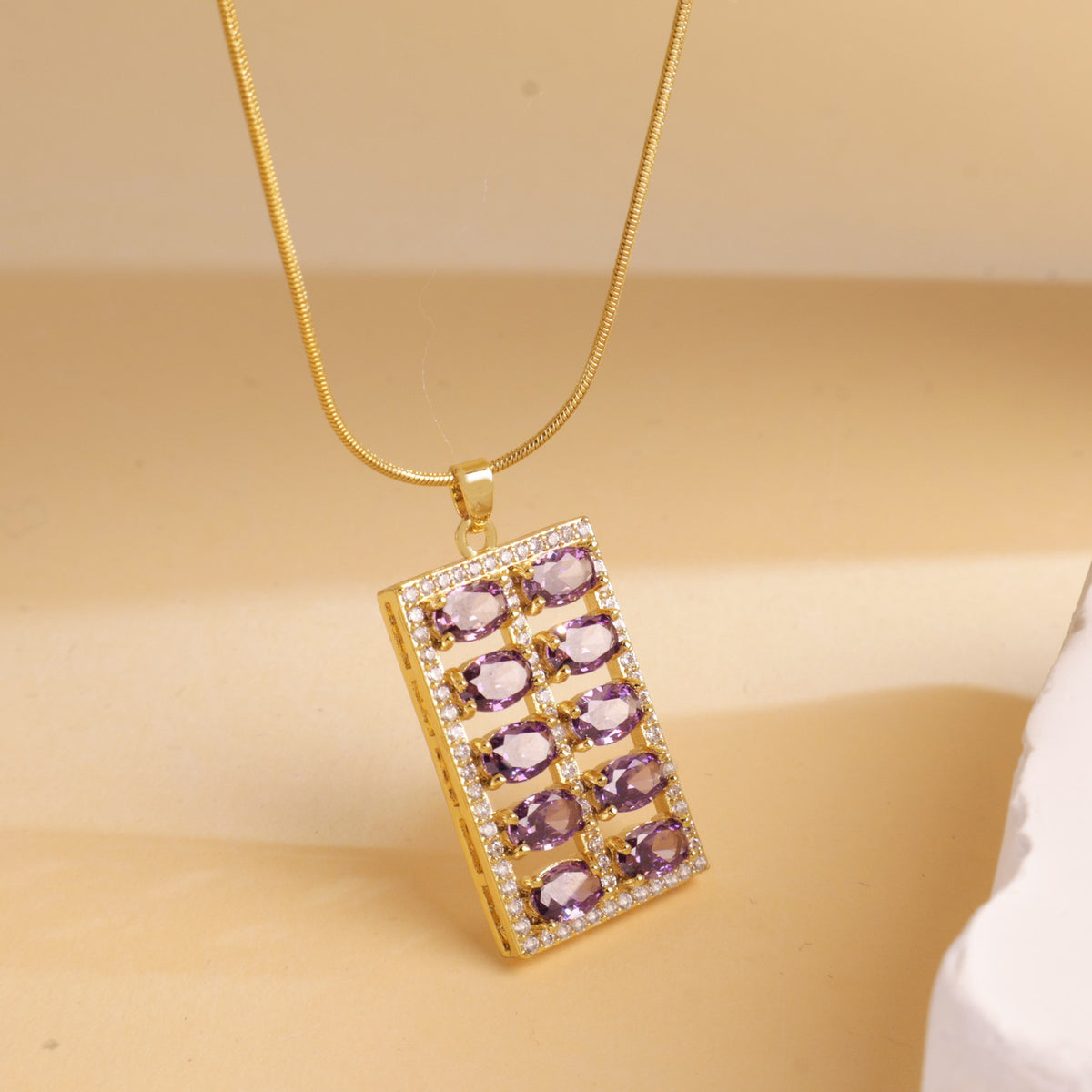 Romantic Crystal Square Pendant Necklace