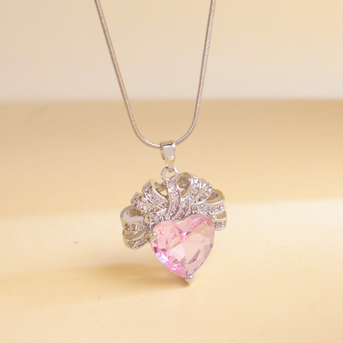 Romantic Crystal Square Pendant Necklace