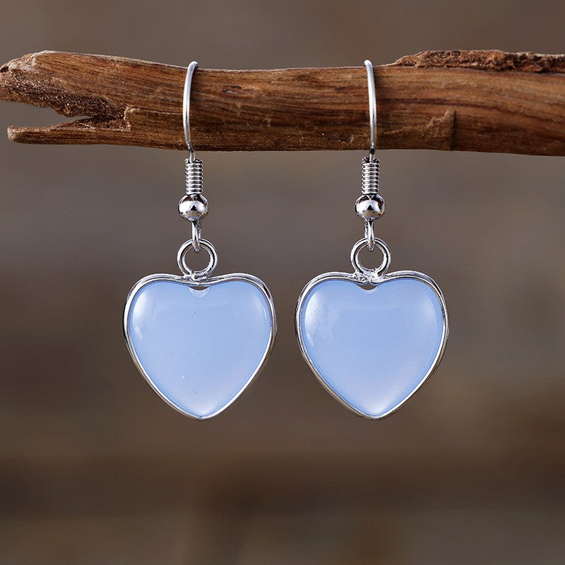 Romantic Natural Stone Heart Drop Earrings