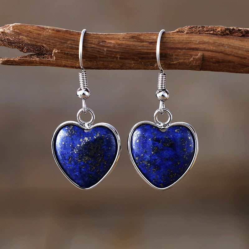 Romantic Natural Stone Heart Drop Earrings