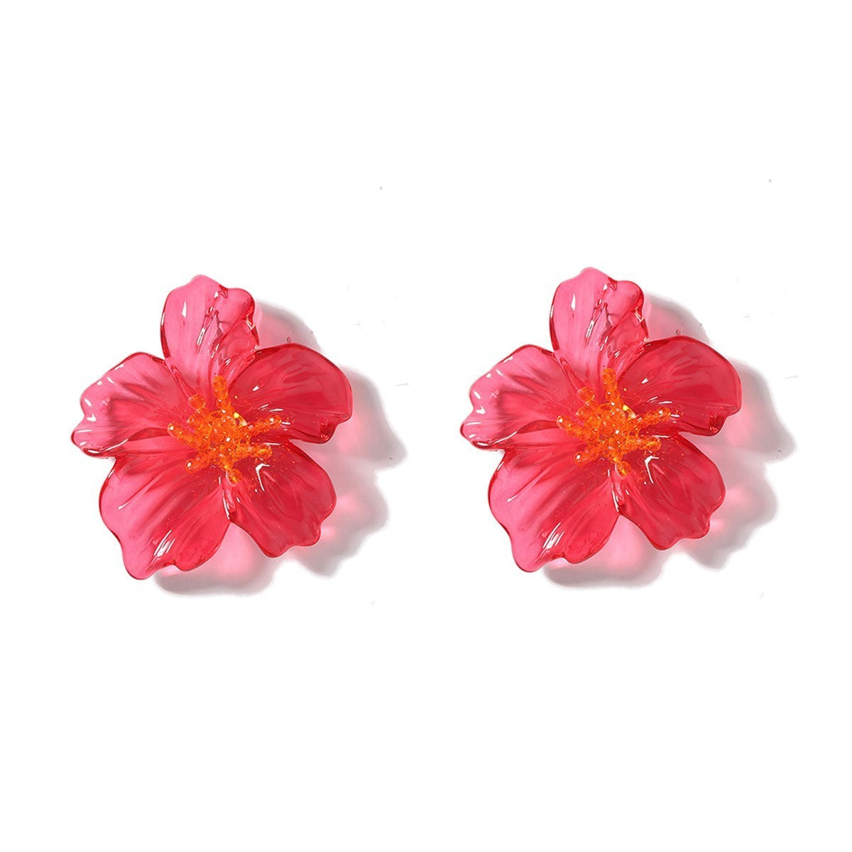 Statement Translucent Acrylic Flower Stud Earrings