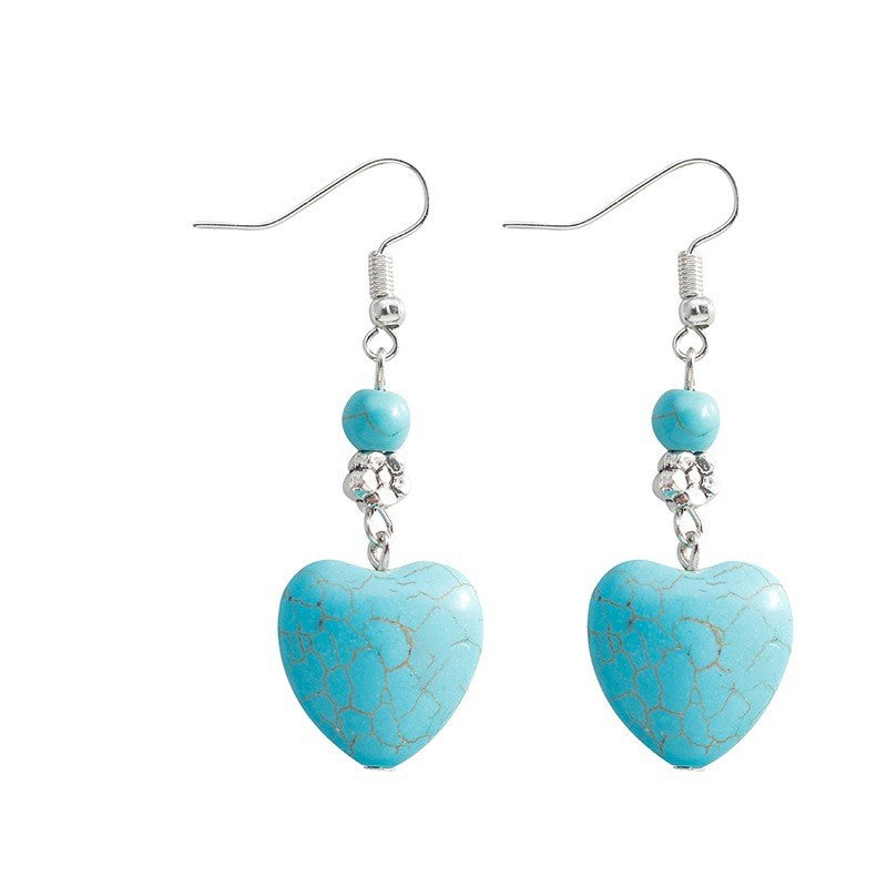 Vintage Turquoise Filigree Heart Necklace and Earring Set