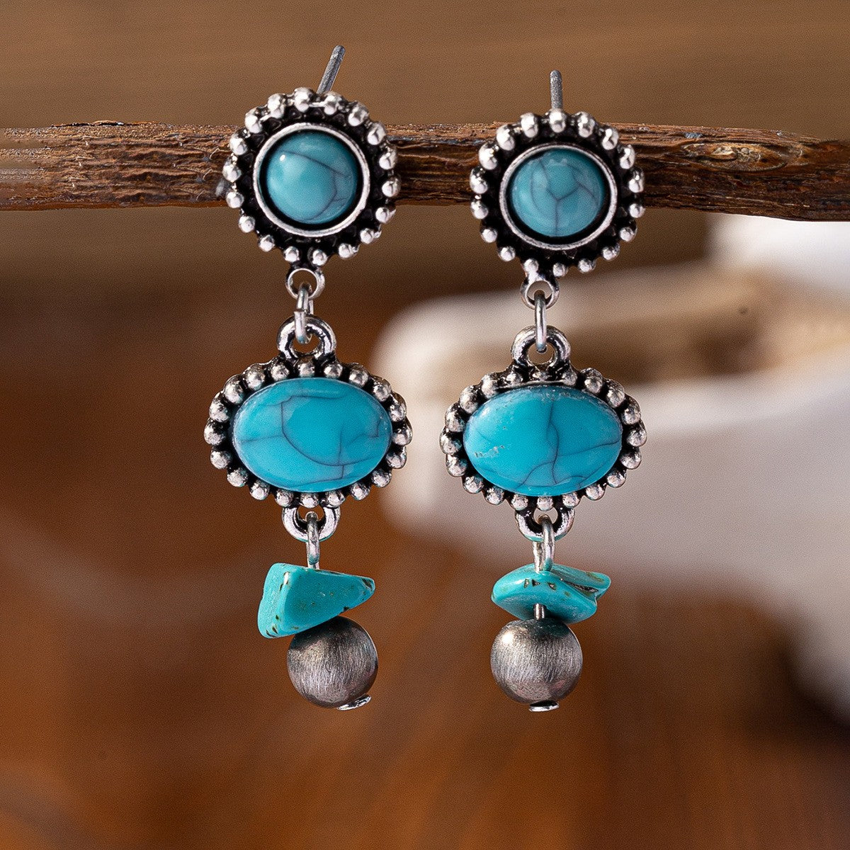 Boho Vintage Turquoise Charm Earring Set