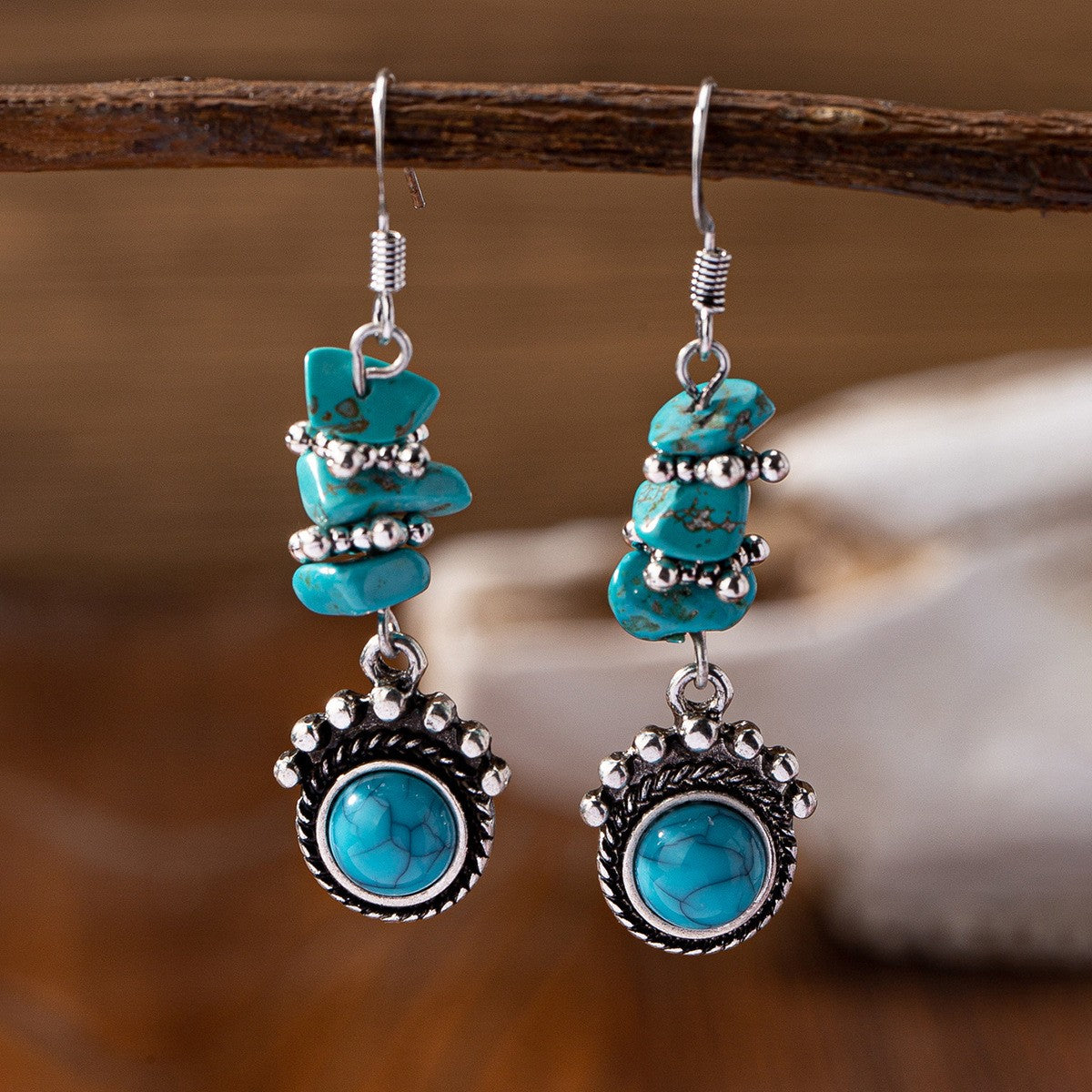 Boho Vintage Turquoise Charm Earring Set