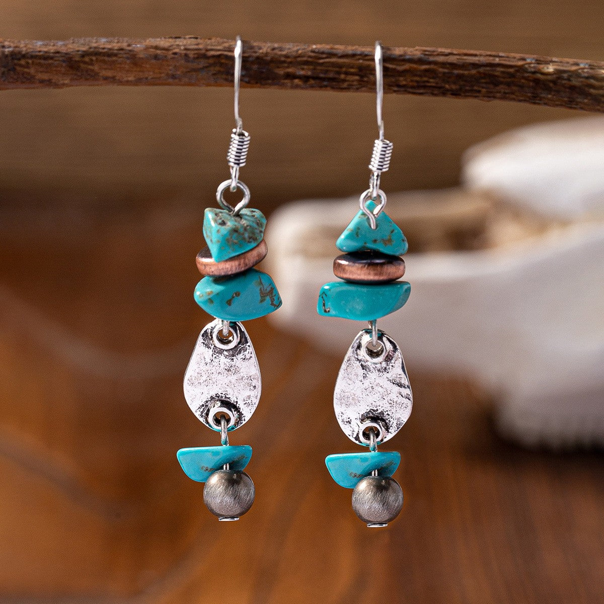 Boho Vintage Turquoise Charm Earring Set