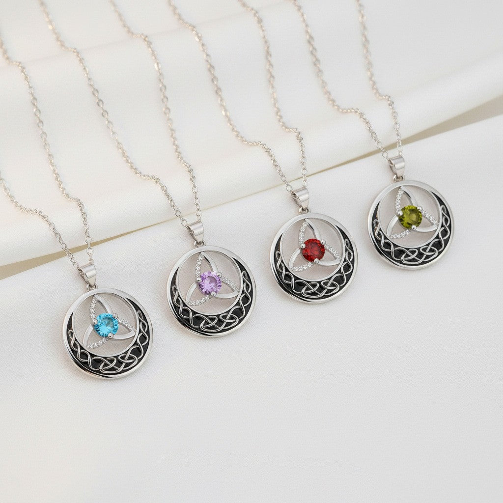 Classy Celtic Knot Birthstone Necklace