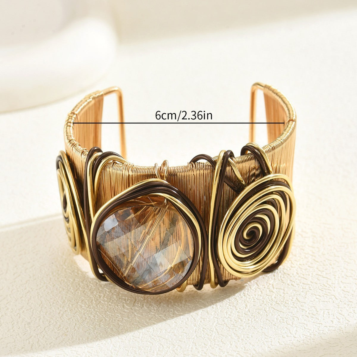 Boho Wire Wrapped Gem Cuff Bracelet