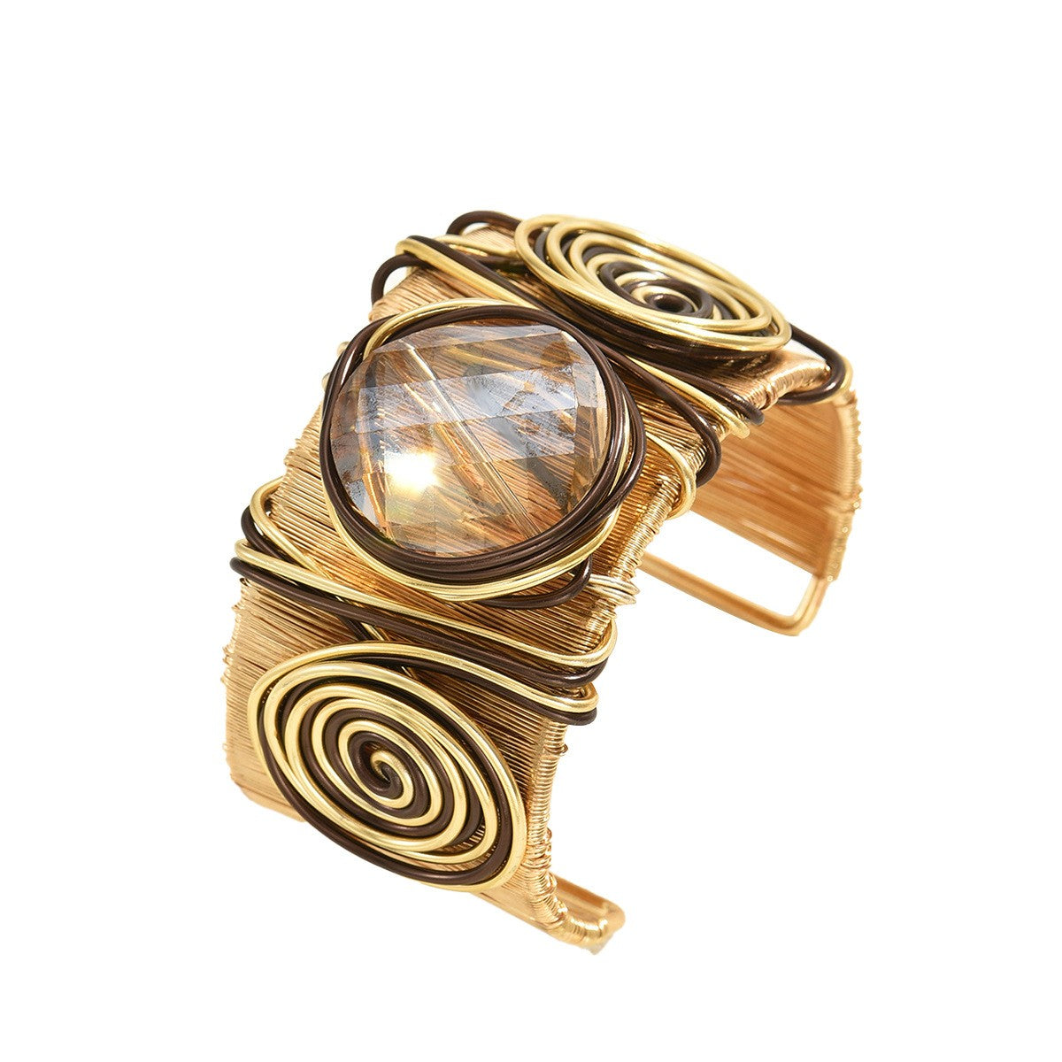 Boho Wire Wrapped Gem Cuff Bracelet