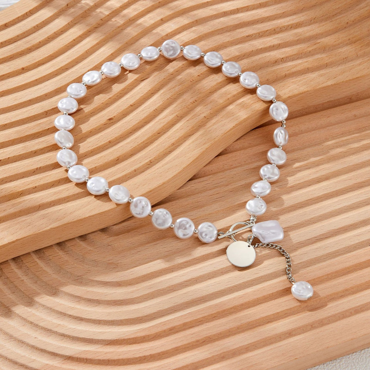 Classy Baroque Pearl OT Toggle Necklace
