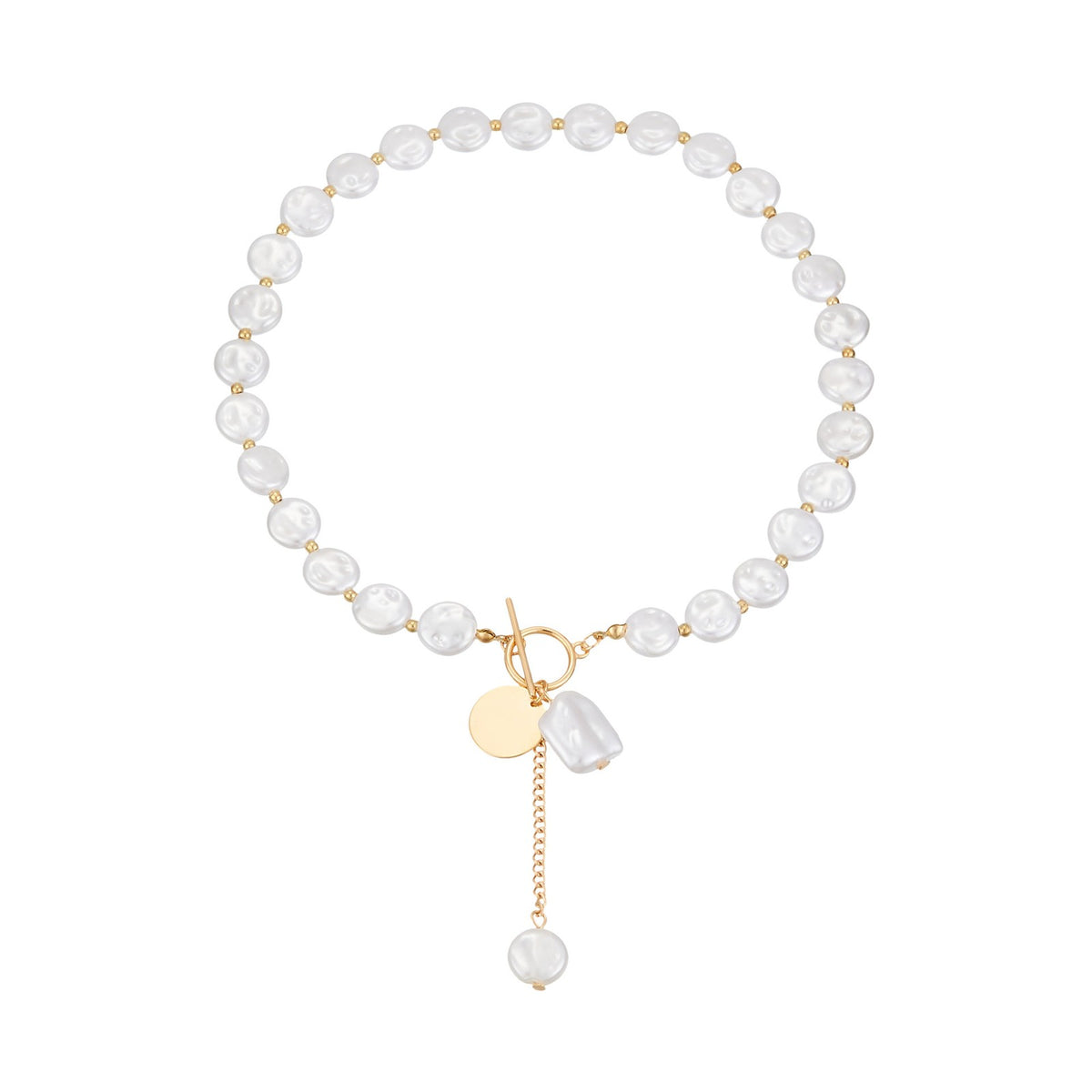 Classy Baroque Pearl OT Toggle Necklace