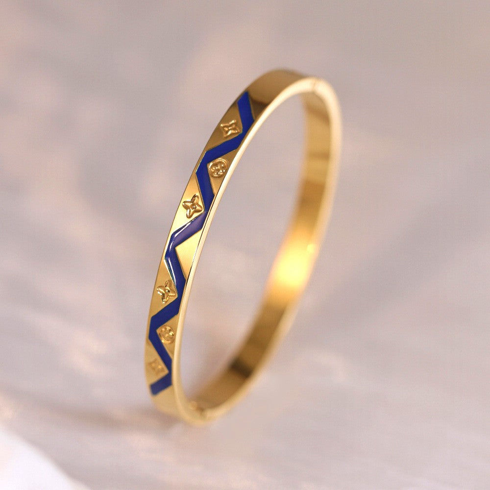 18k Classy Multicolor Geometric Bangle Set