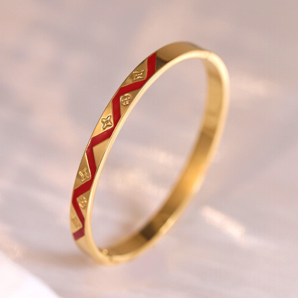 18k Classy Multicolor Geometric Bangle Set