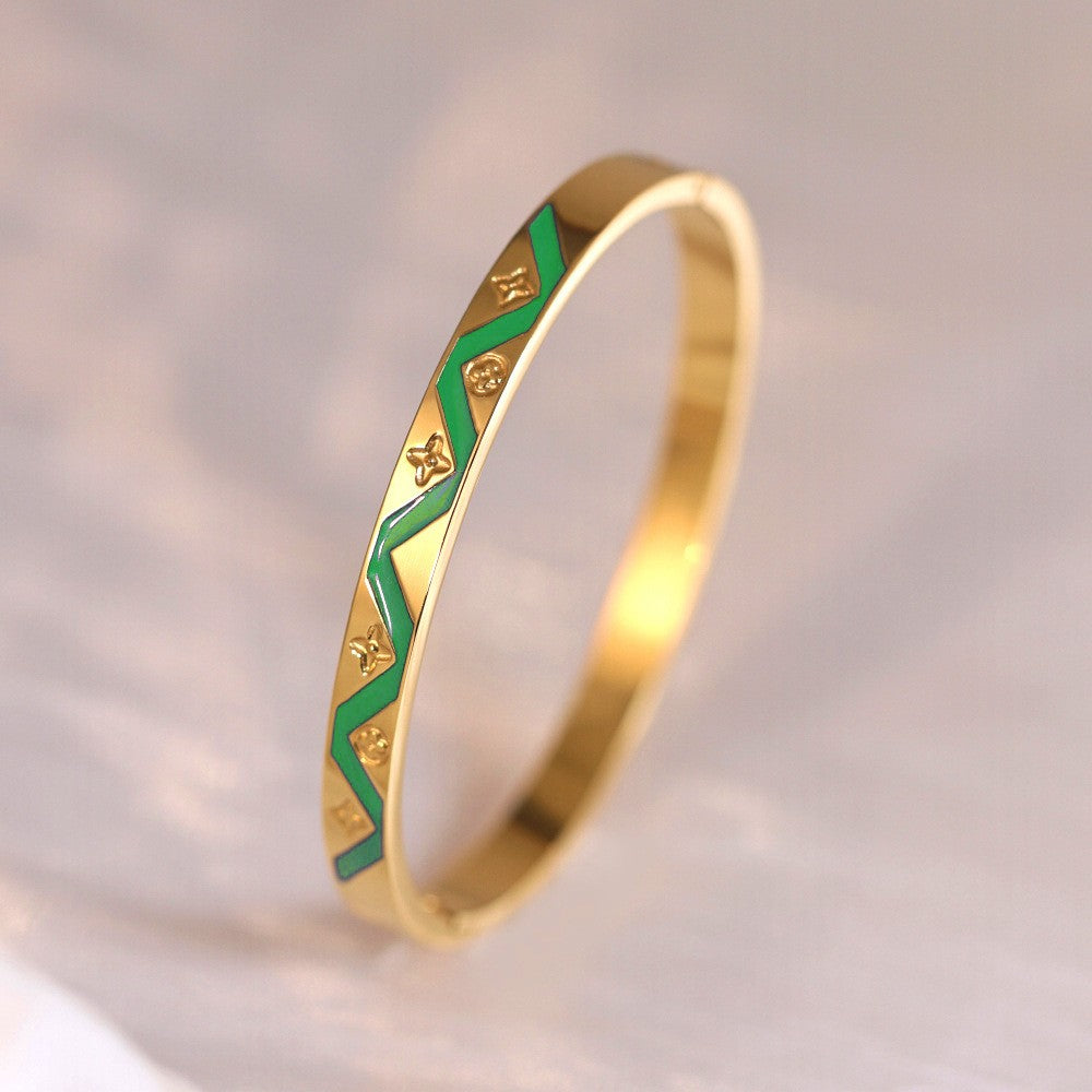 18k Classy Multicolor Geometric Bangle Set