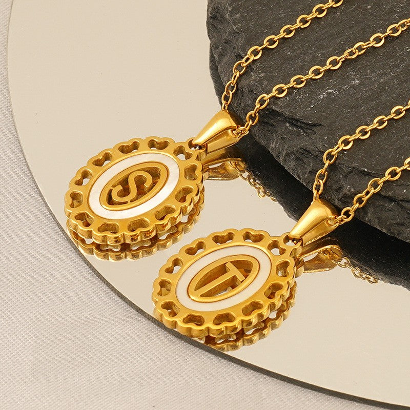 Classy Scalloped Oval Initial Necklace