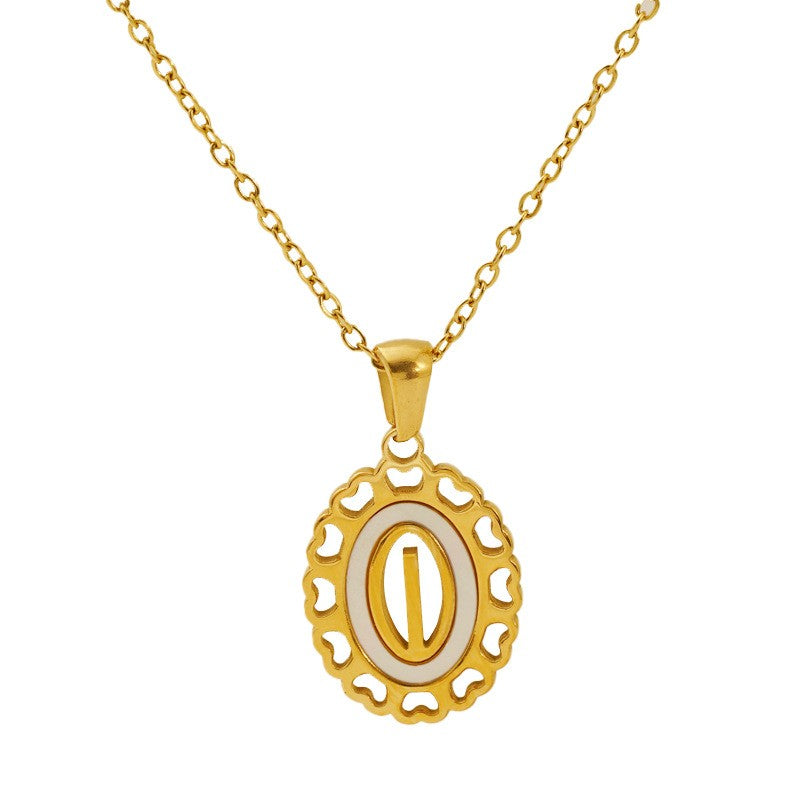Classy Scalloped Oval Initial Necklace