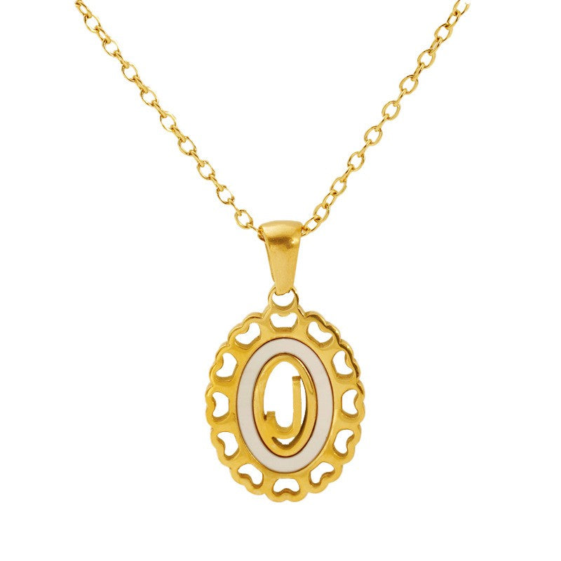 Classy Scalloped Oval Initial Necklace