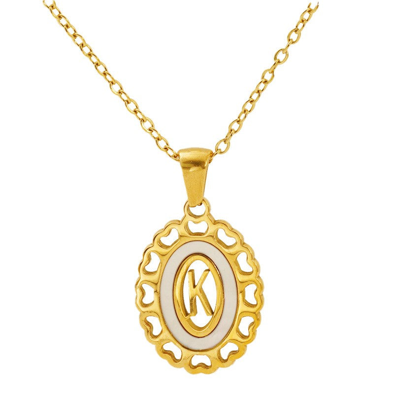 Classy Scalloped Oval Initial Necklace