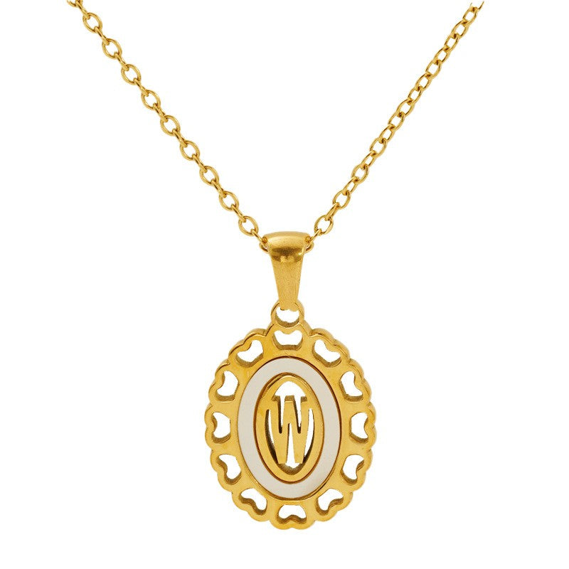 Classy Scalloped Oval Initial Necklace