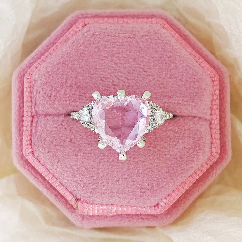 Romantic Pink Heart Stone Ring