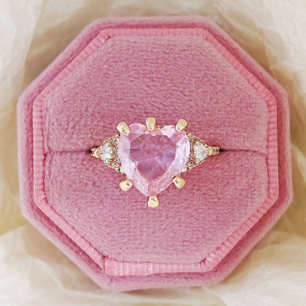 Romantic Pink Heart Stone Ring