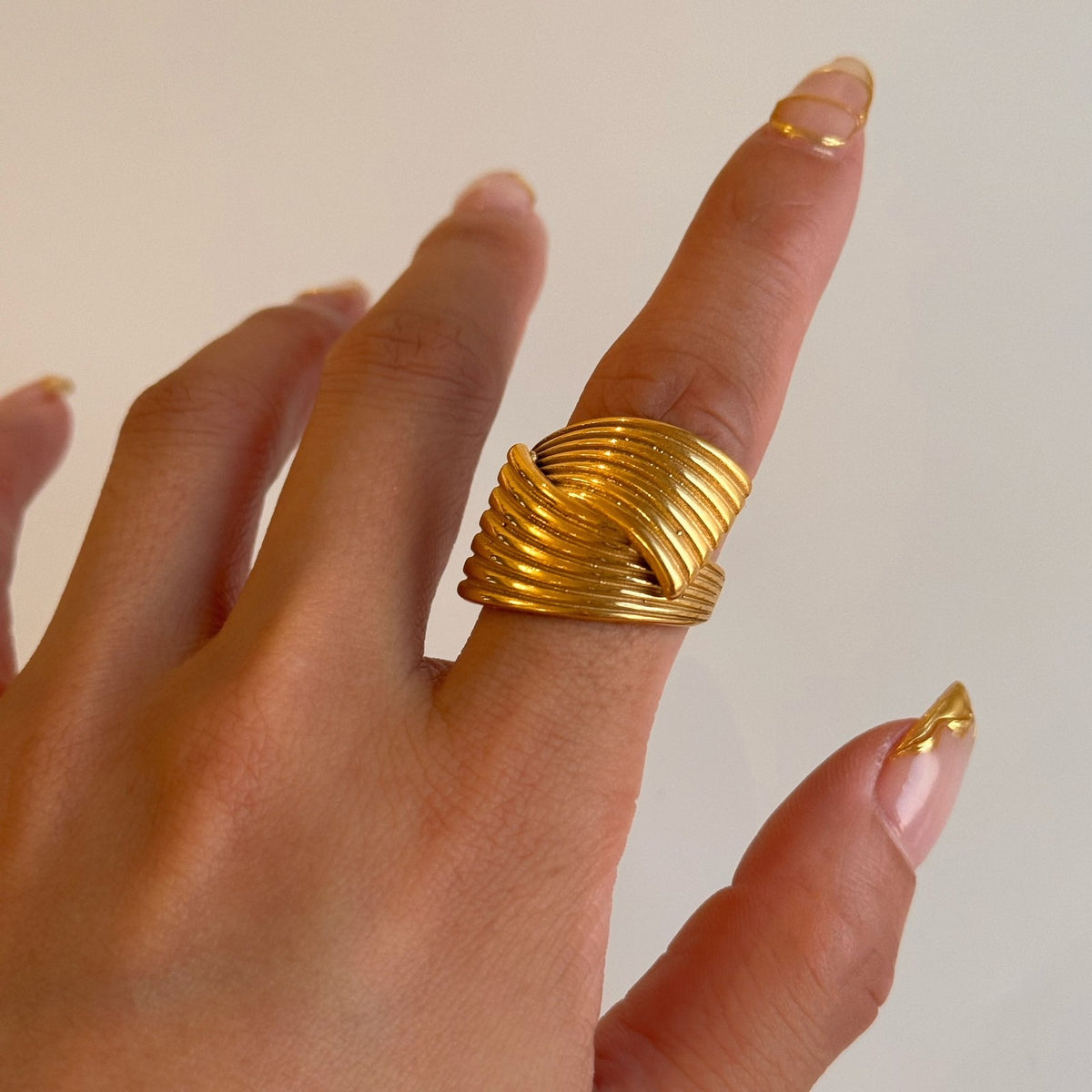 18k Classy Fluted Wrap Ring