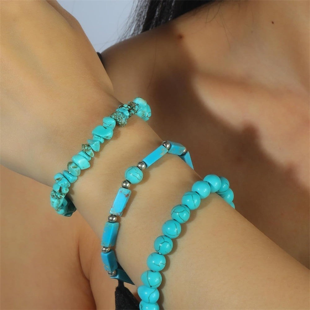 Boho Turquoise Mixed Bead Bracelet Set
