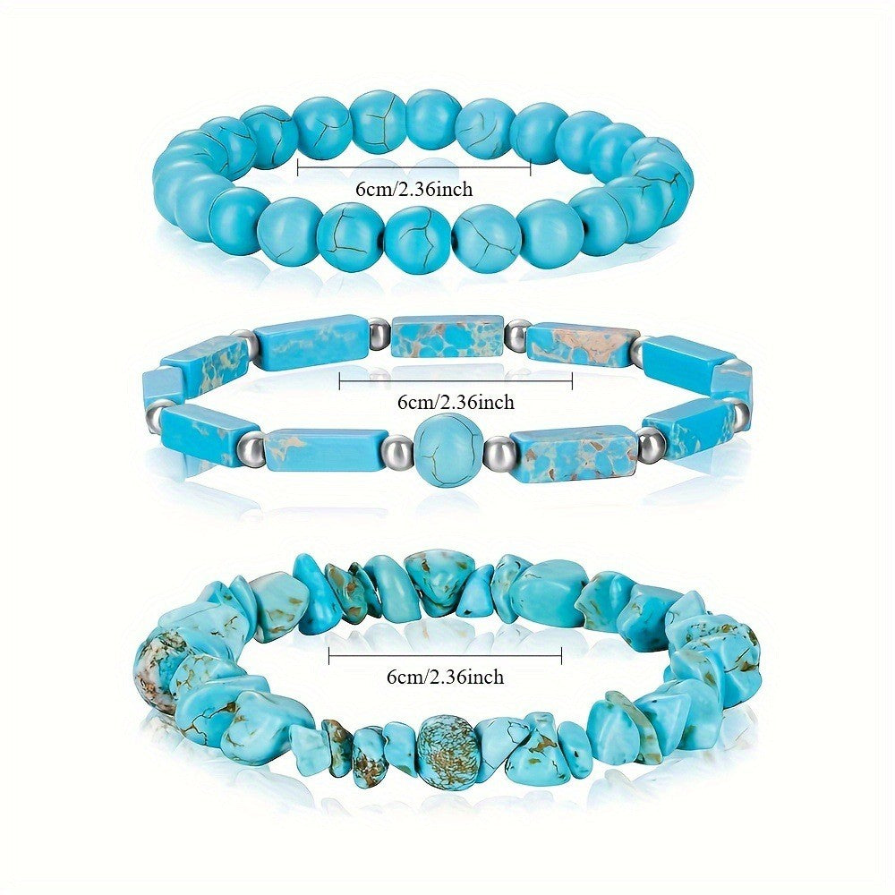 Boho Turquoise Mixed Bead Bracelet Set