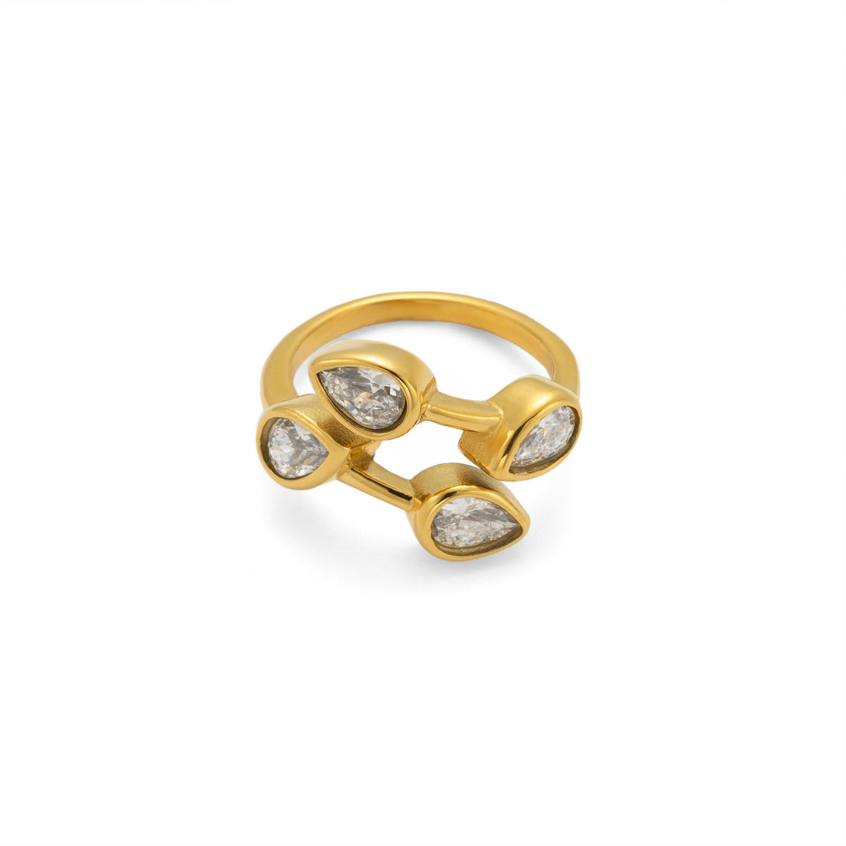 18k Classy Teardrop Open Ring