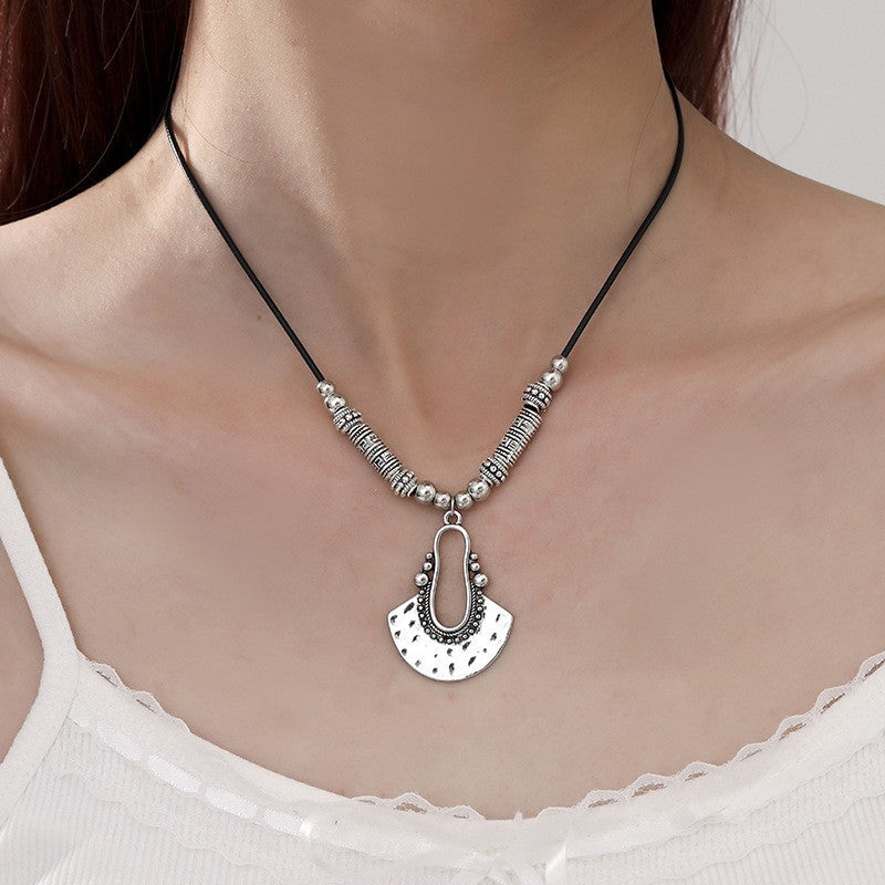 Boho Textured Fan Necklace and Earring Set