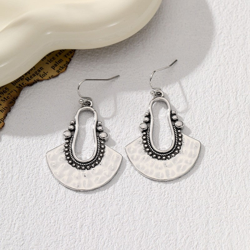 Boho Textured Fan Necklace and Earring Set