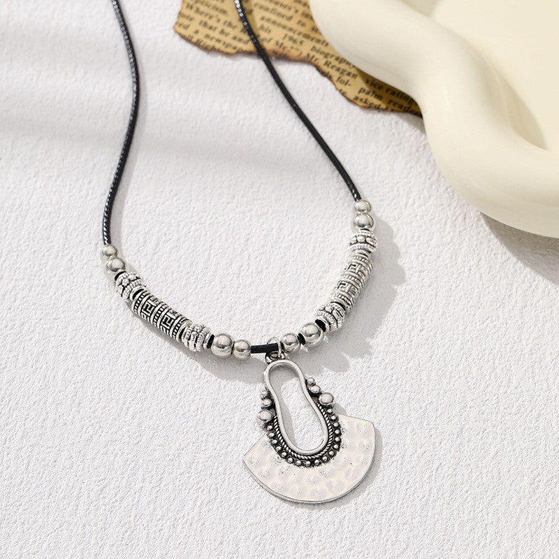 Boho Textured Fan Necklace and Earring Set