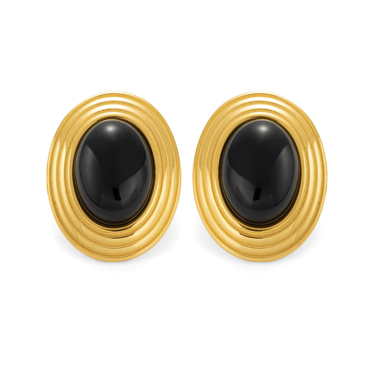 18k Classy Oval Gemstone Earring