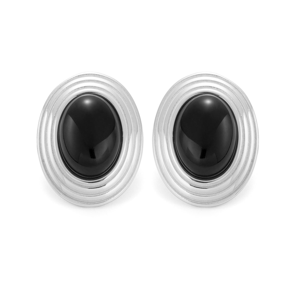 18k Classy Oval Gemstone Earring
