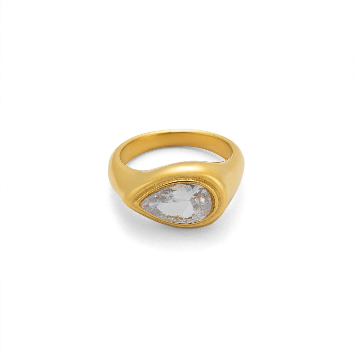18k Dainty Teardrop Zircon Ring