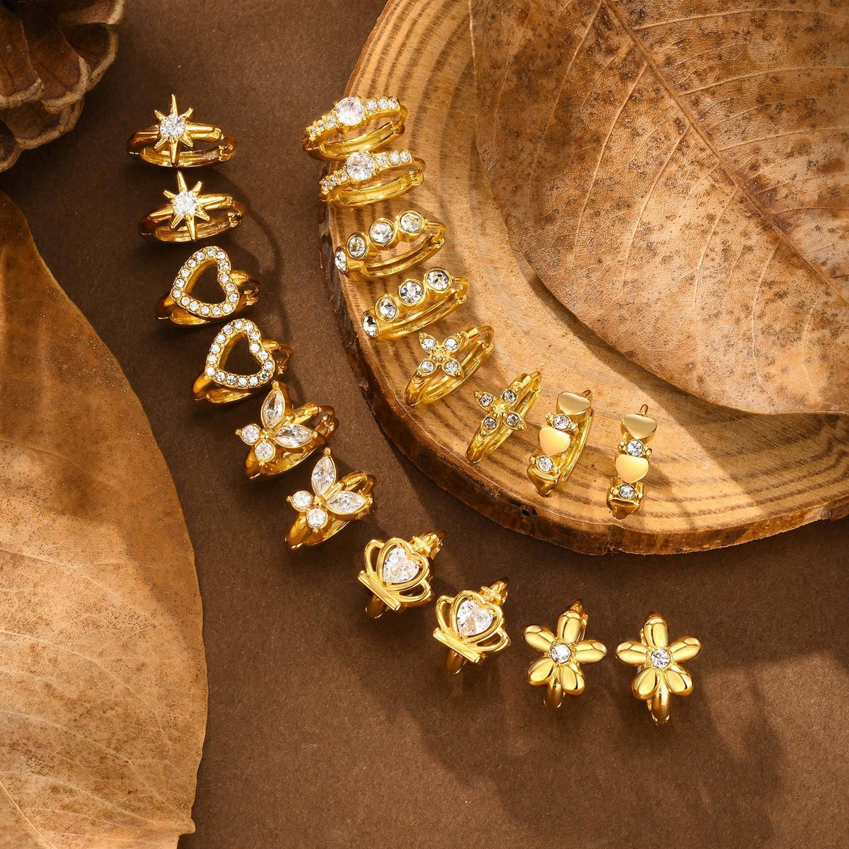 Dainty Mixed Motif Huggie Hoop Earring Set