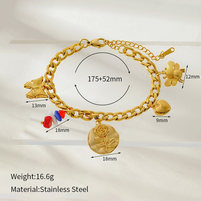 18k Dainty Floral Charm Bracelet