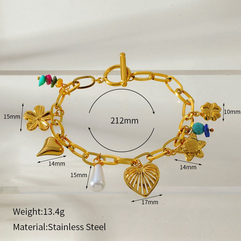 18k Dainty Floral Charm Bracelet