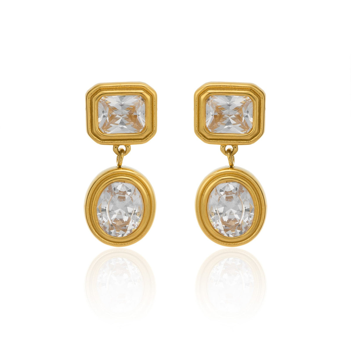 18k Classy Sea Blue Geometric Drop Earrings