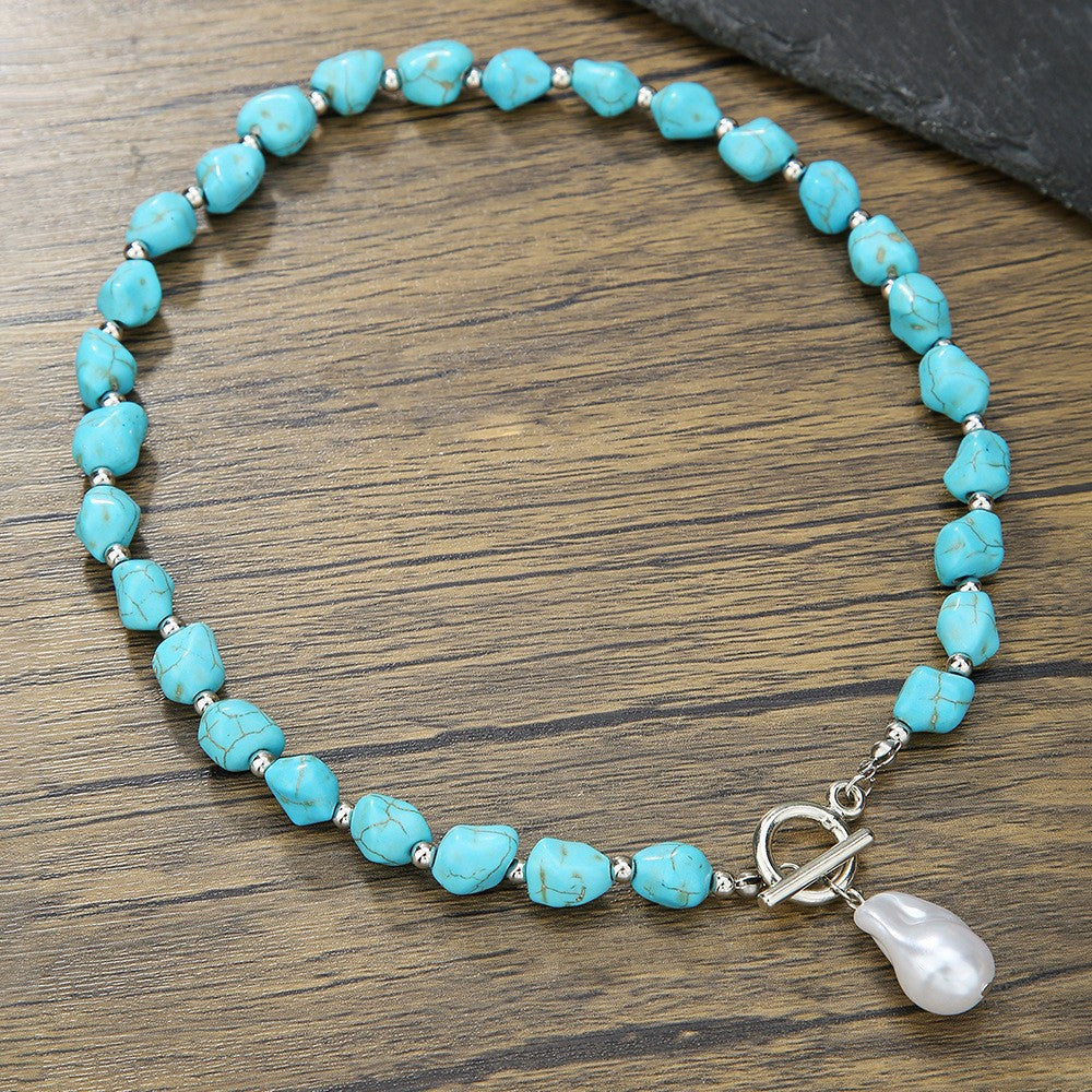 Boho Turquoise Mother Daughter Heart Necklace
