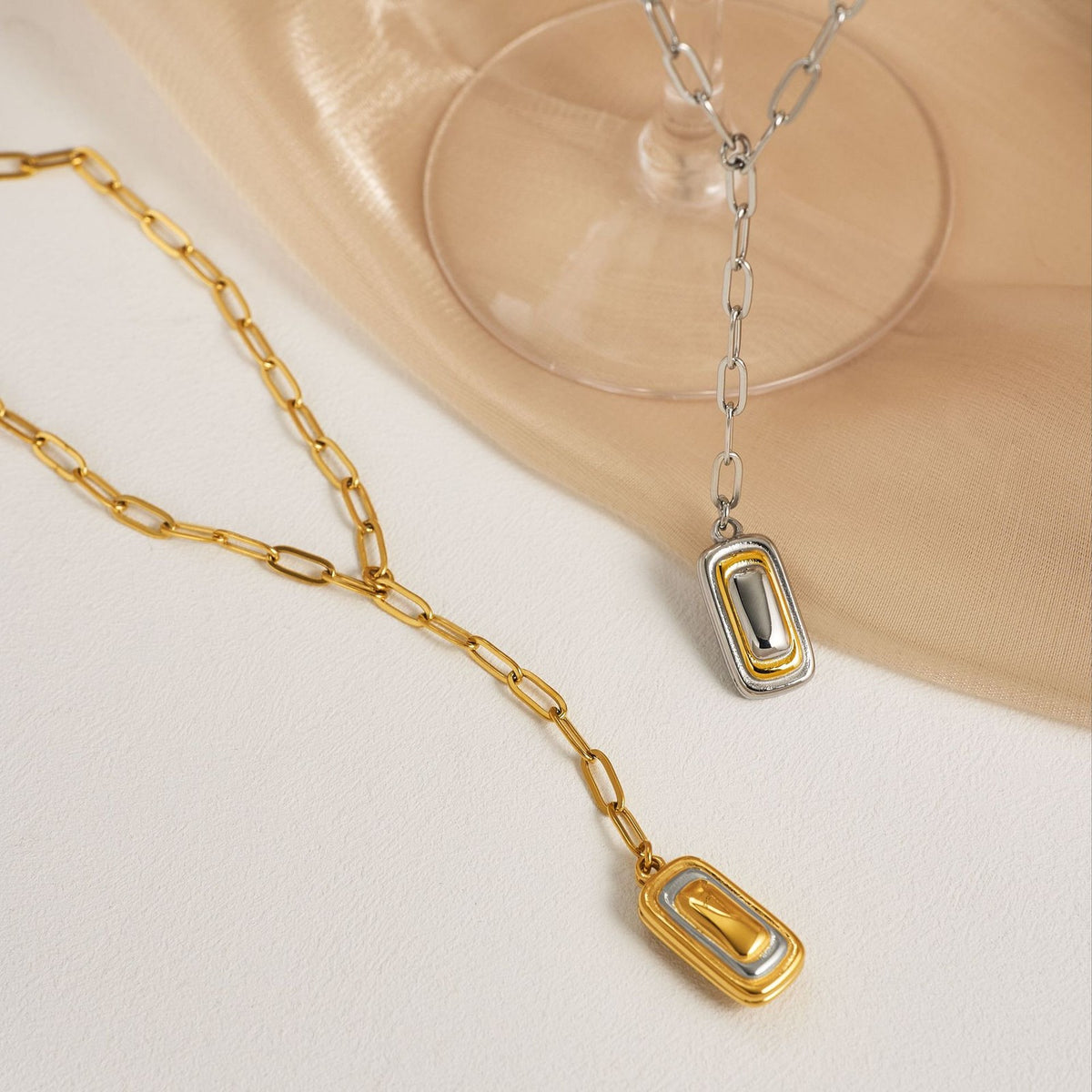 Classy Sugar Cube Paperclip Y-Necklace