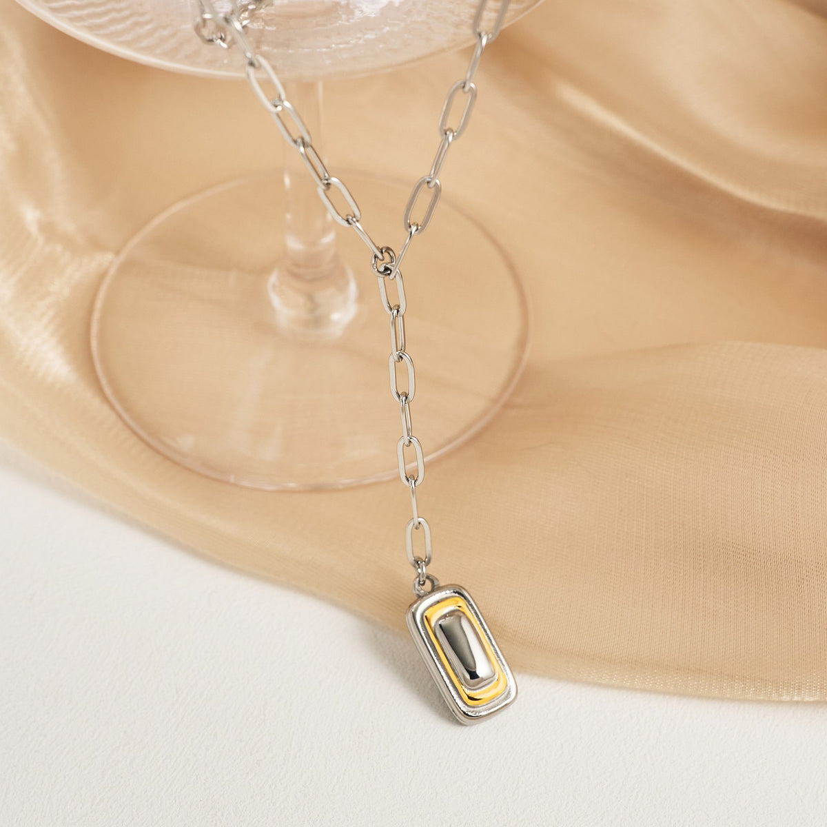 Classy Sugar Cube Paperclip Y-Necklace
