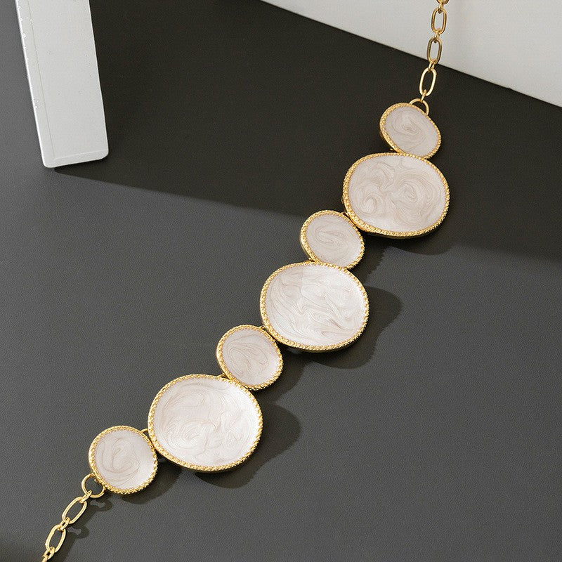 Classy White Marbled Necklace, Bracelet & Earring Set