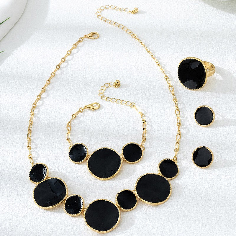 Classy White Marbled Necklace, Bracelet & Earring Set