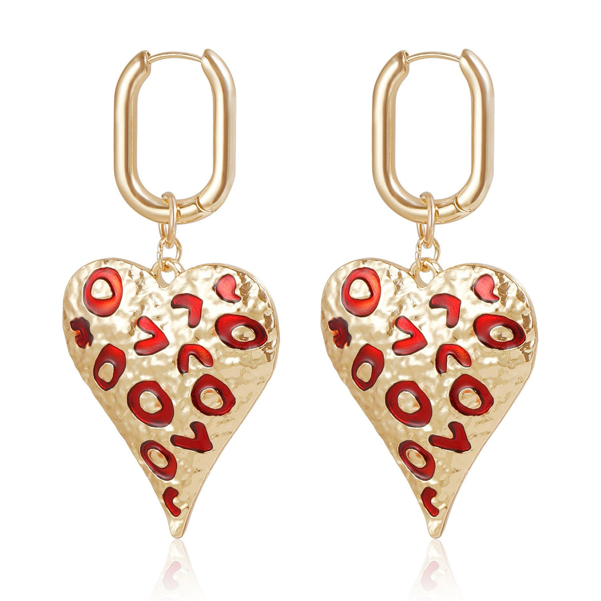 Vintage Leopard Print Heart Dangle Earrings