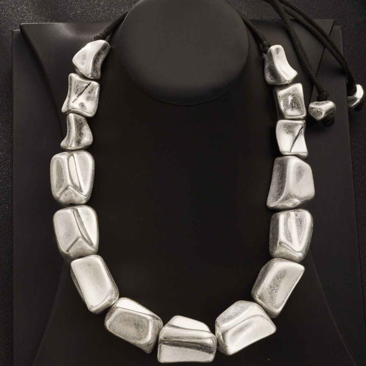 Vintage Silver Geometric Block Necklace