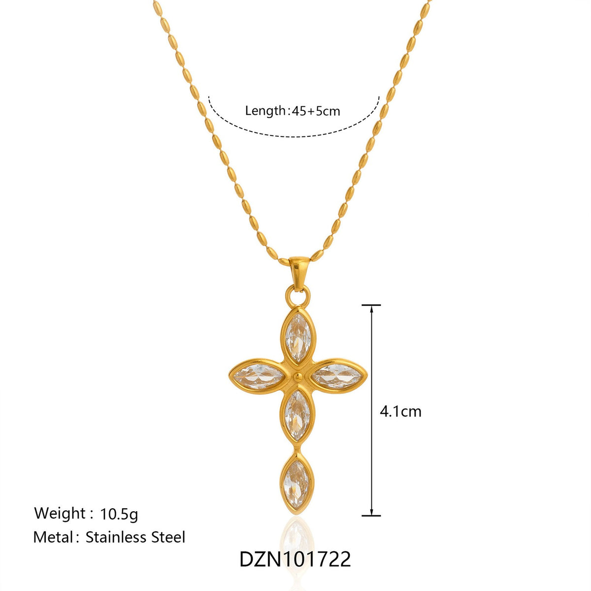 Dainty Red Marquise Cross Necklace